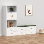bookshelves bench white