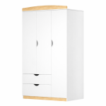 трикрилен гардероб бяло и масив