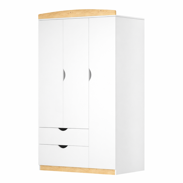 трикрилен гардероб бяло и масив