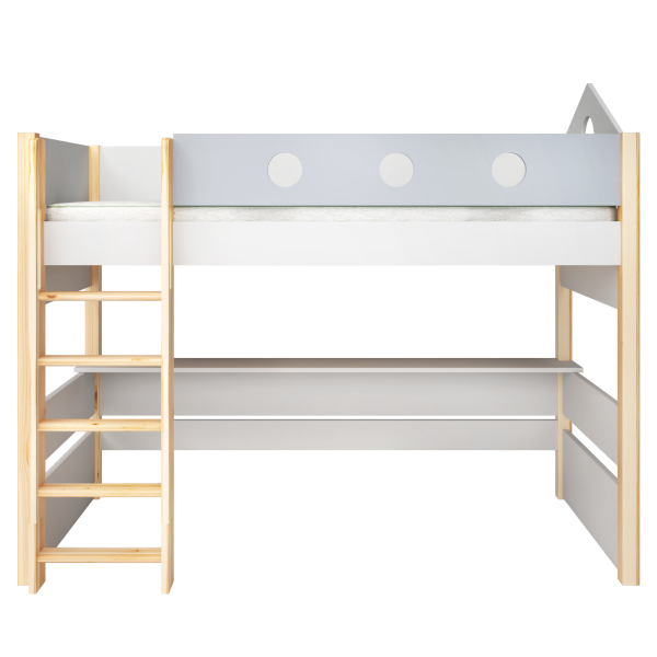 high bed white and grey