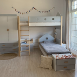 high bed white and grey