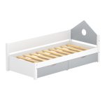 single kids bed white and grey