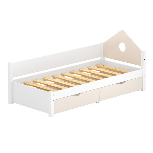 single bed white and beige