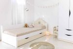 kids single bed white and beige