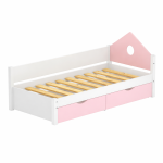single kids bed with drawers white and pastel pink