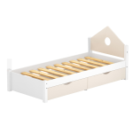 single bed with drawers white and beige