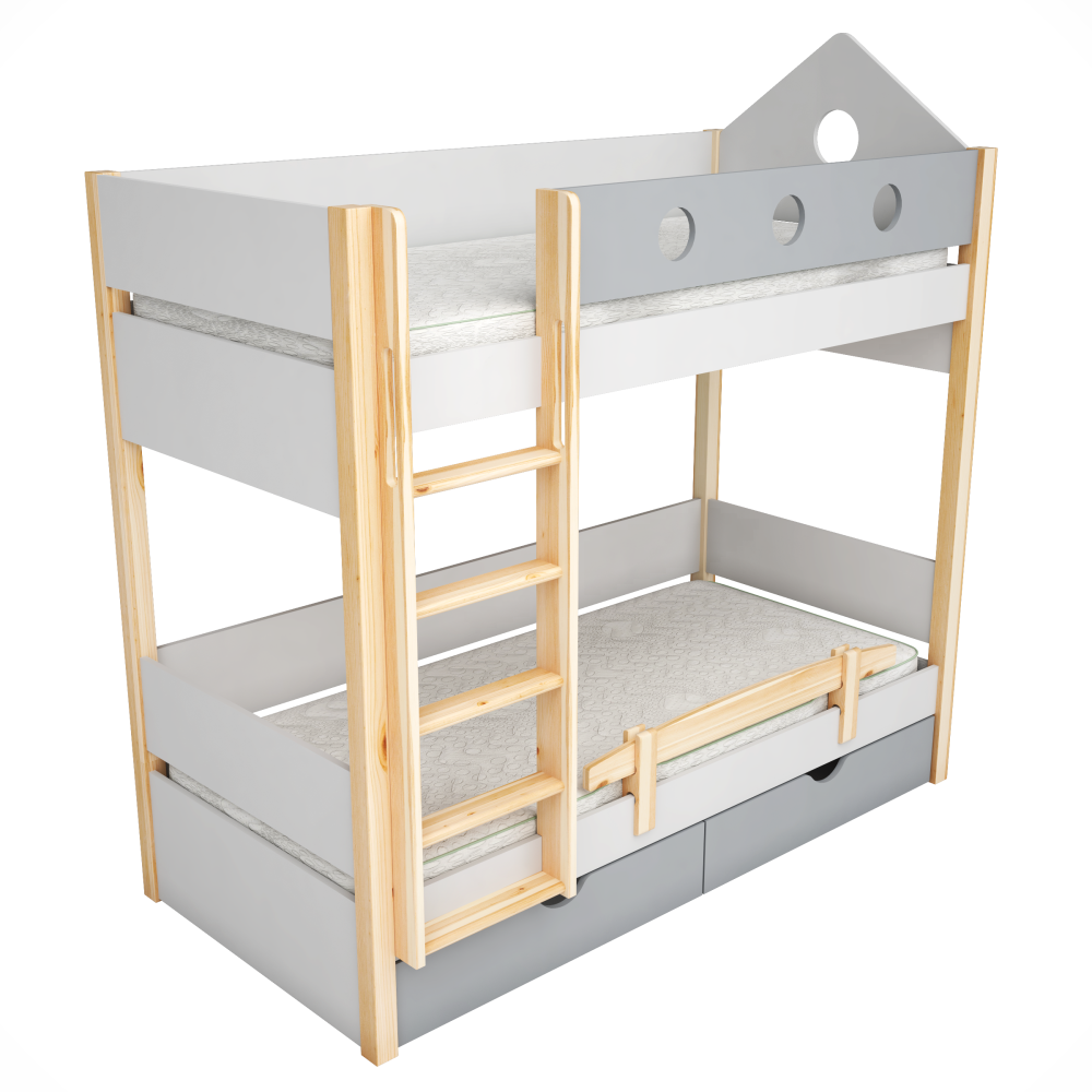 kids double bunk bed white grey and massive wood