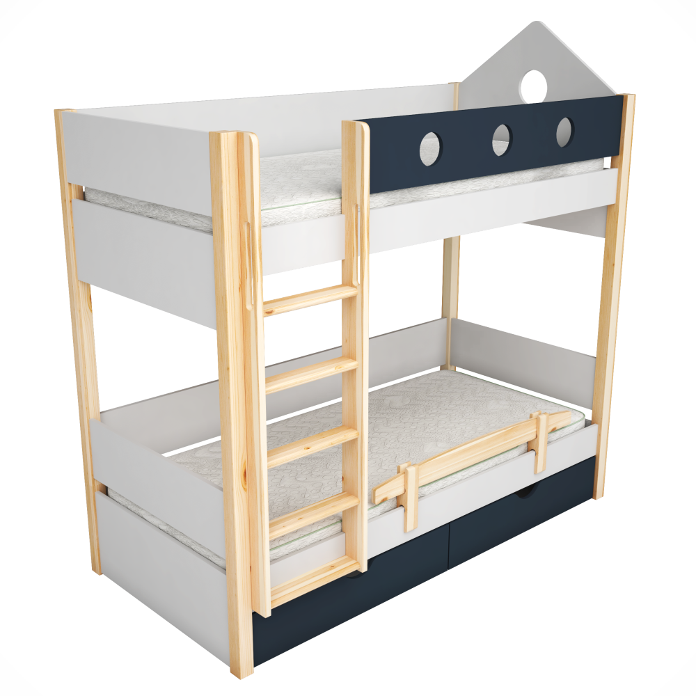 kids double bunk bed white grey and massive wood