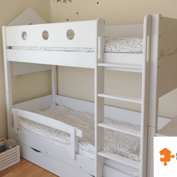 double bed all white separable beds