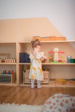 Montessori storage toy cabinet from pine wood