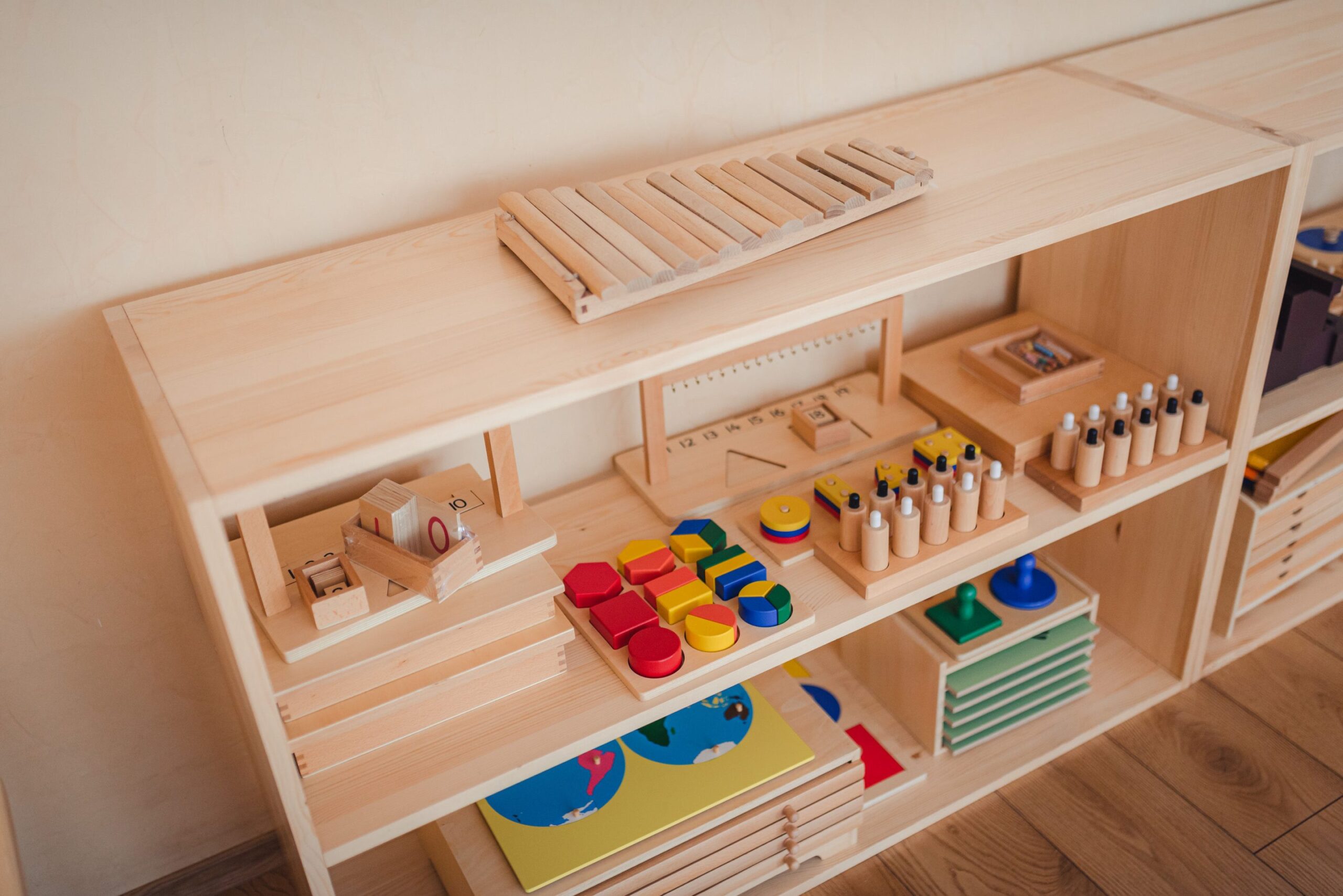 Montessori storage toy cabinet from pine wood Montessori storage toy cabinet from pine wood