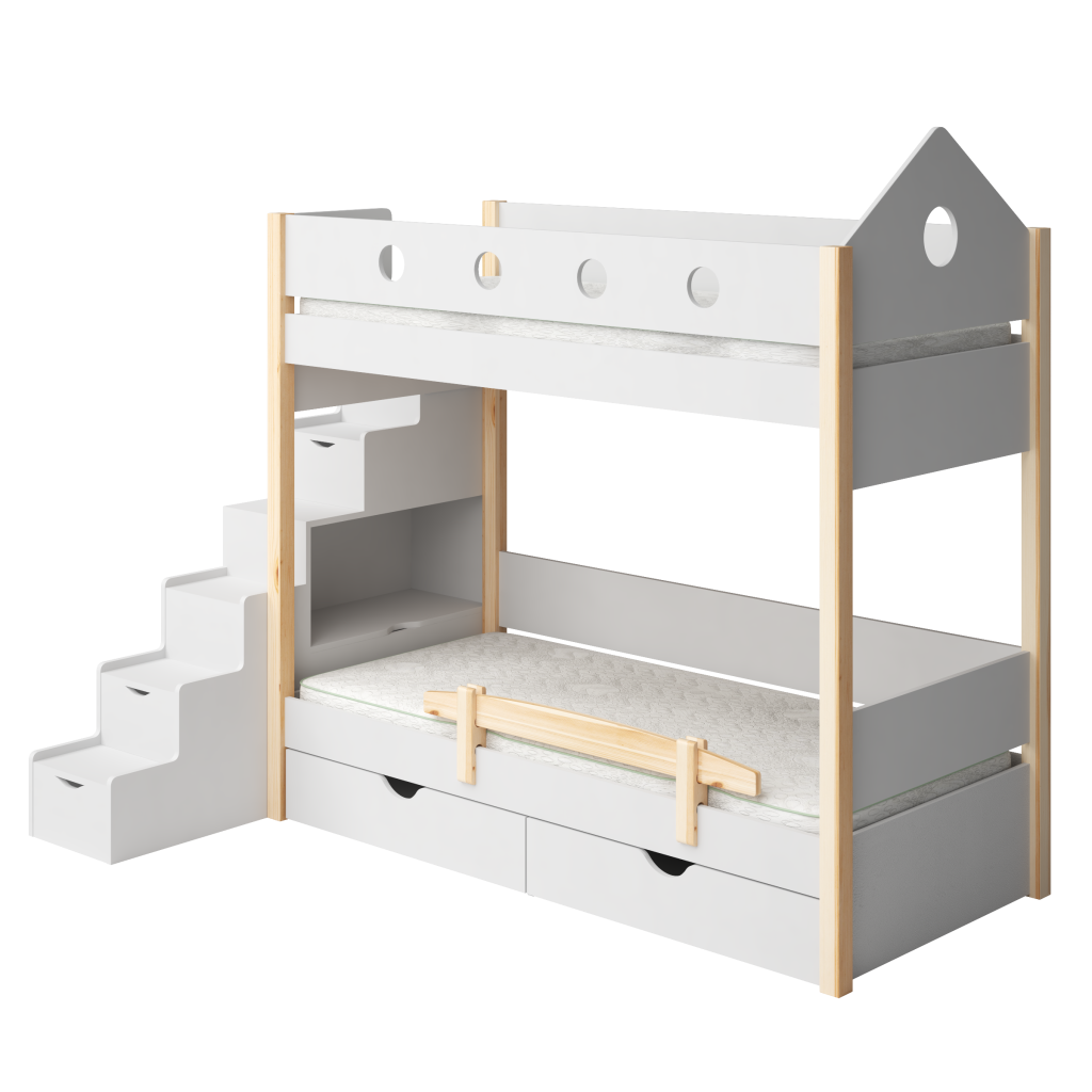 double bed with module stairs