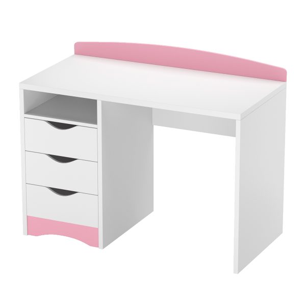 desk in white and pink