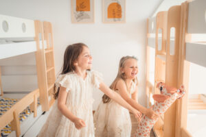 children bunk beds, kids double bed white and wood 