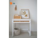 boho desk massive wood rattan and white one drawer