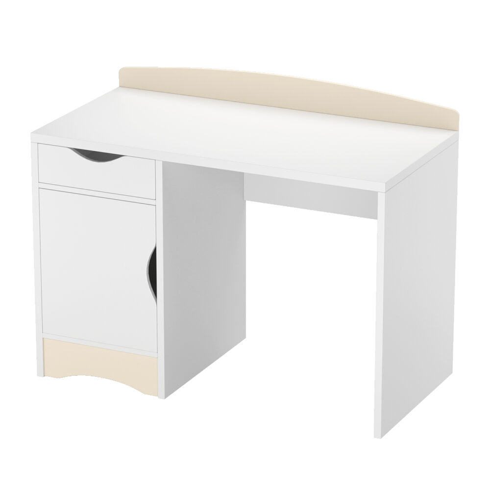 children desk white and massive wood in color in beige