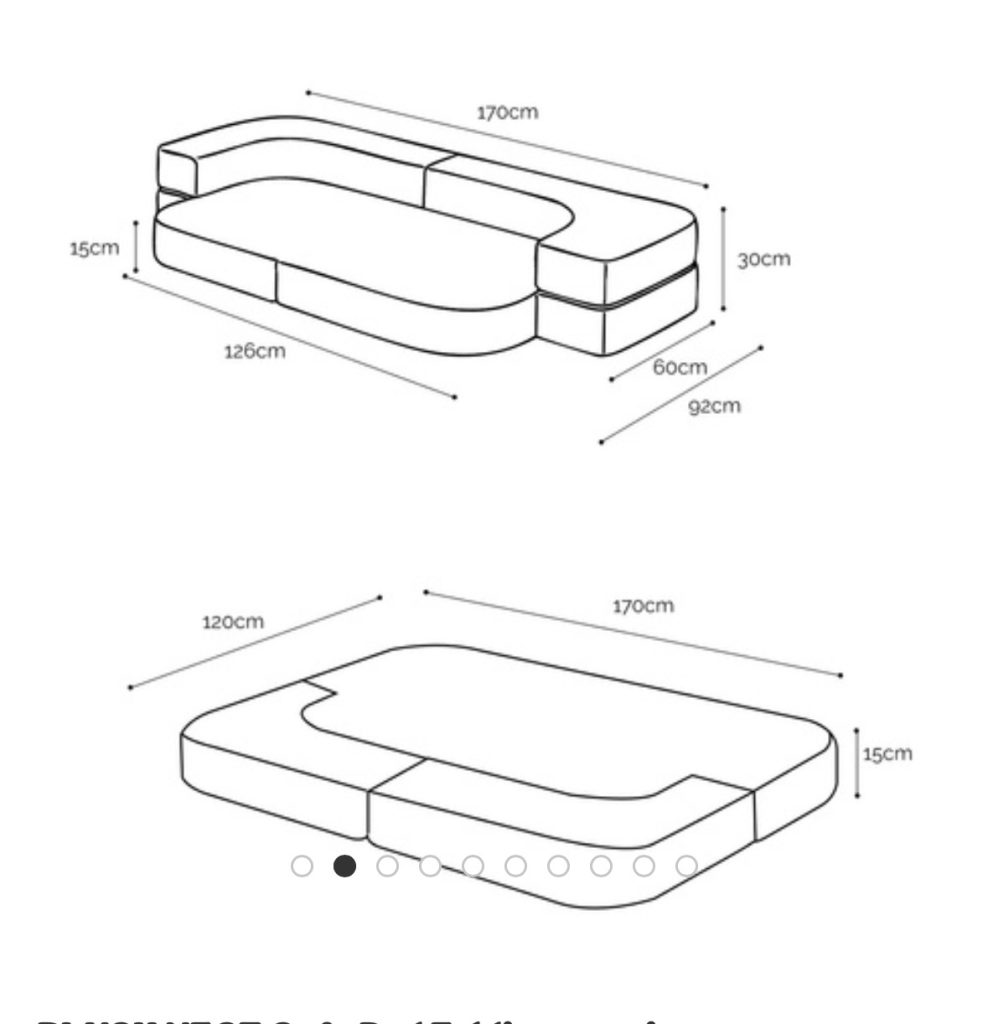 детски диван размери
