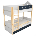 Легло на два етажа с чекмеджета - натурален масив и акцентен цвят - Image 2