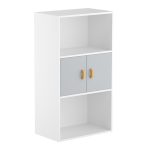 модул 7 в бяло и с мдф лице в акцентен цвят светло сиво