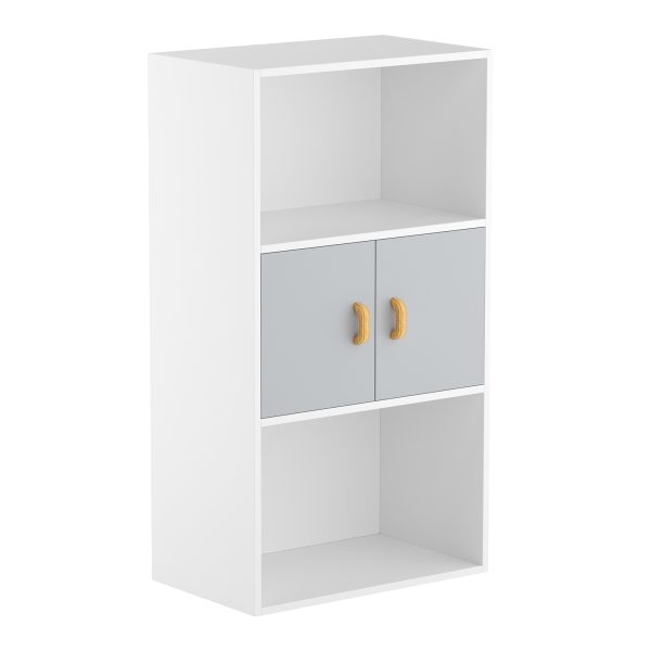 модул 7 в бяло и с мдф лице в акцентен цвят светло сиво