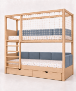bunk upholstered bed with net