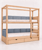 bunk upholstered bed with net