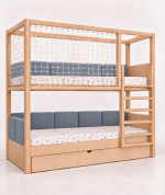 bunk upholstered bed with net