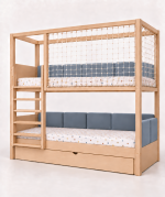 bunk upholstered bed with net
