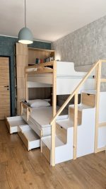 high bed with single bed and module stairs