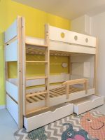 bunk bed with drawers pine wood and white
