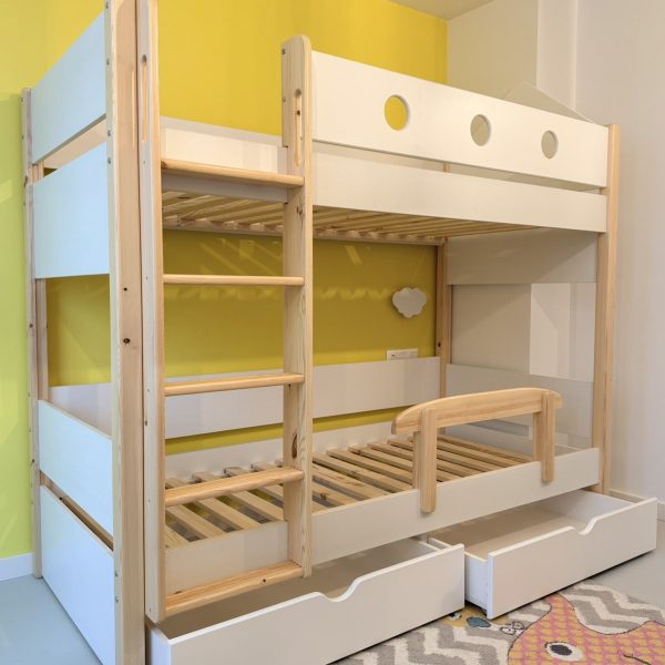 bunk bed with drawers pine wood and white